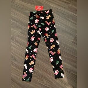 Holiday Time girls Black and Red Leggings with Christmas Pattern size 6/6X
